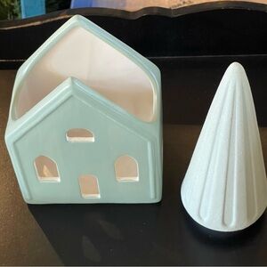 New Light Green Ceramic House & holiday tree